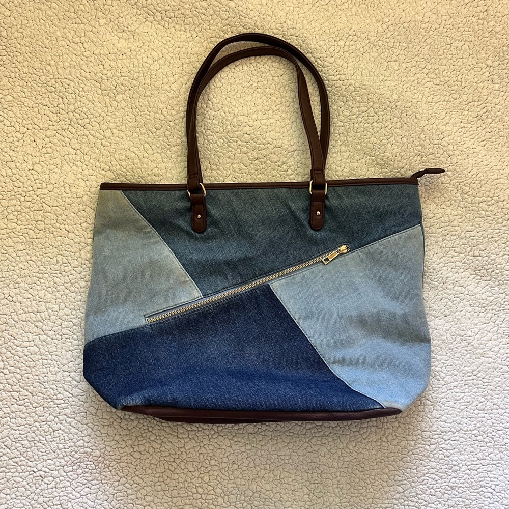 Denim Patchwork Tote Bag - image 1